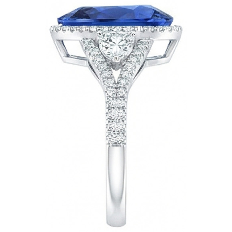 naturel pear diamant 4carats bague sur blanc