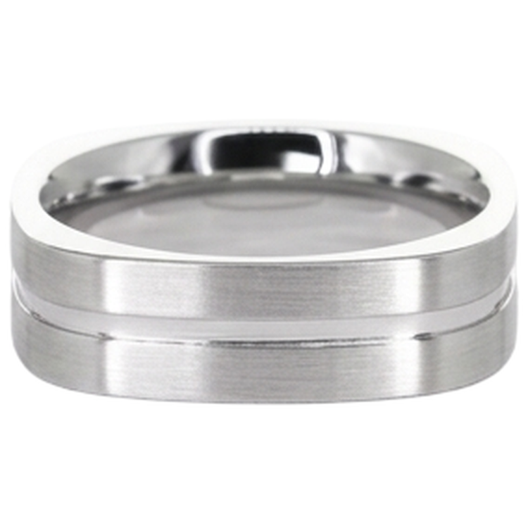 Bague Homme Diamant Rond Fini Brossé Or Blanc 14K 0.20 Carat