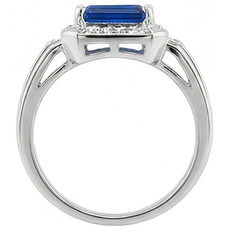 Bague Homme Diamant Naturels Extraits des Mines ( et non cultivés en laboratoire ) Taille Émeraude Saphir Bleu Avec Accents 3.50 Carats