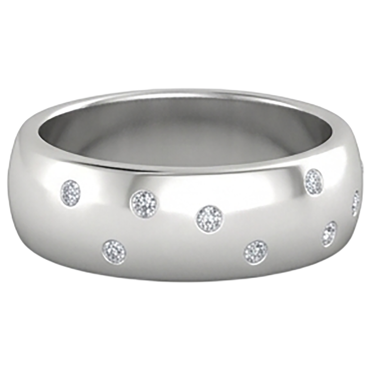 Bague Homme Gypsy Set Réel Diamant Naturels Extraits des Mines ( et non cultivés en laboratoire ) Rond 0.90 Carats Or Blanc 14K