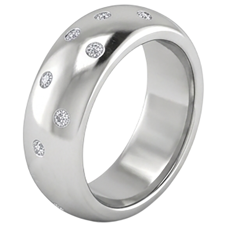 Bague Homme Gypsy Set Réel Diamant Naturels Extraits des Mines ( et non cultivés en laboratoire ) Rond 0.90 Carats Or Blanc 14K