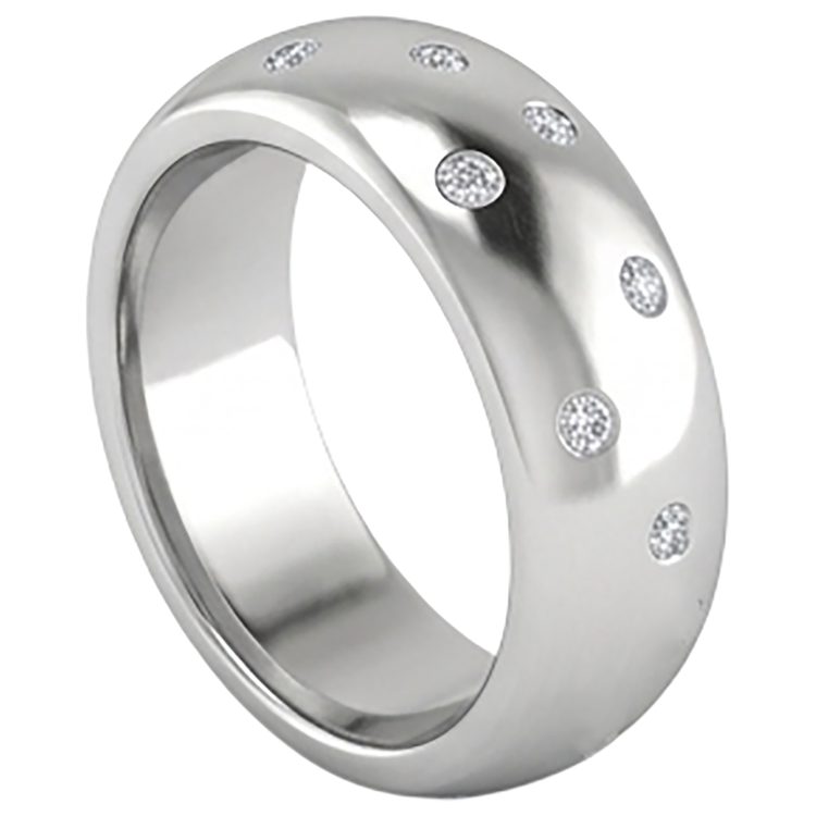 Bague Homme Gypsy Set Réel Diamant Naturels Extraits des Mines ( et non cultivés en laboratoire ) Rond 0.90 Carats Or Blanc 14K