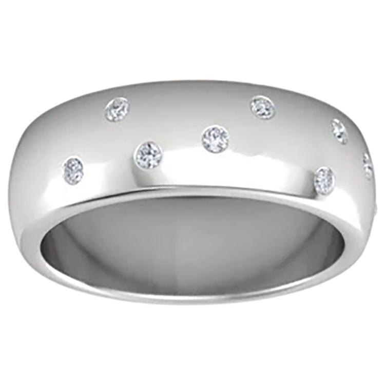 Bague Homme Gypsy Set Réel Diamant Naturels Extraits des Mines ( et non cultivés en laboratoire ) Rond 0.90 Carats Or Blanc 14K