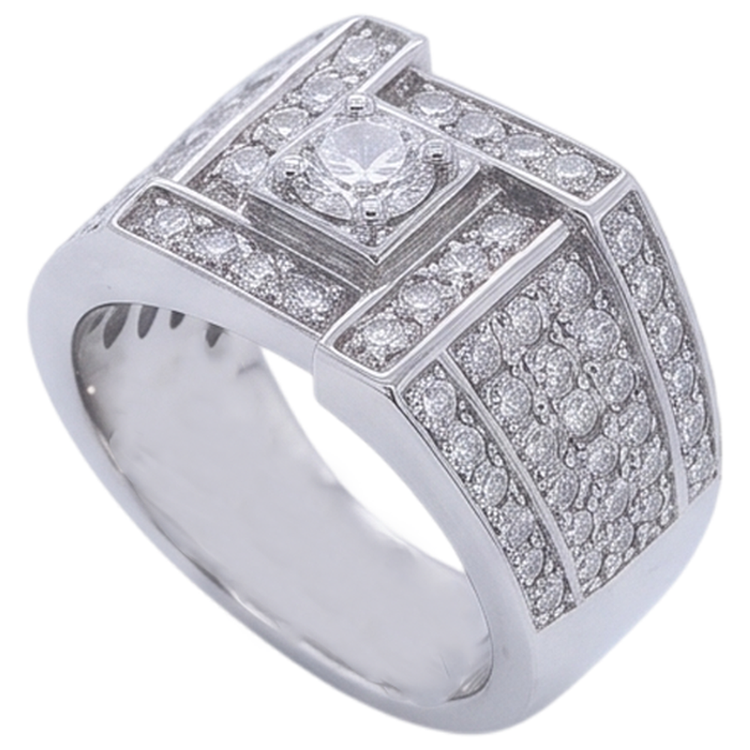 Bague Homme Look Vintage Véritable Diamant Rond Bijoux 3 Carats