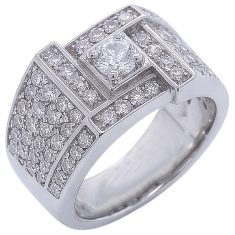 Bague Homme Look Vintage Véritable Diamant Rond Bijoux 3 Carats