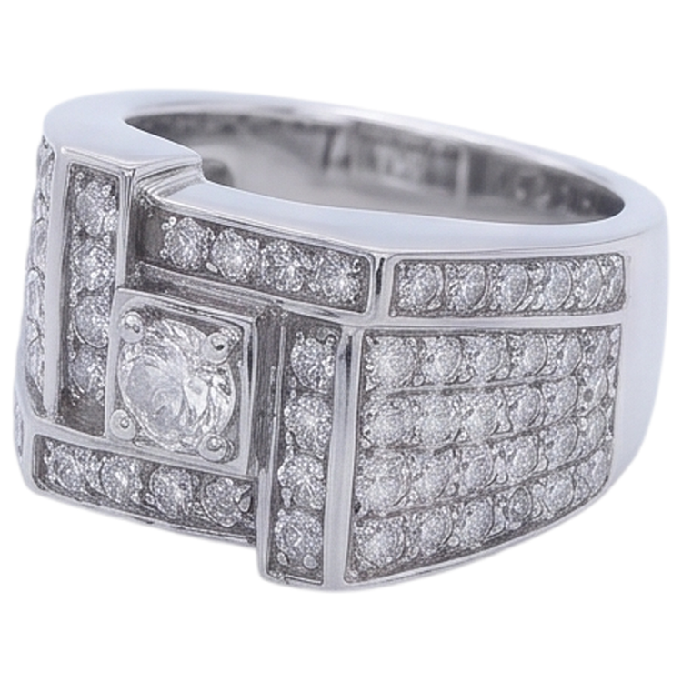 Bague Homme Look Vintage Véritable Diamant Rond Bijoux 3 Carats