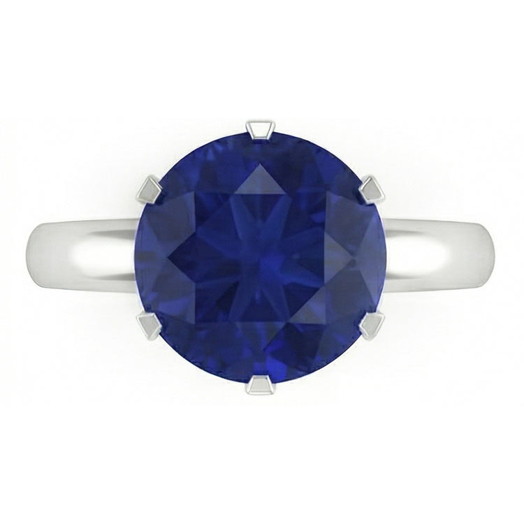 Bague Homme Saphir Solitaire Rond Or Blanc 3 Carats Bijoux