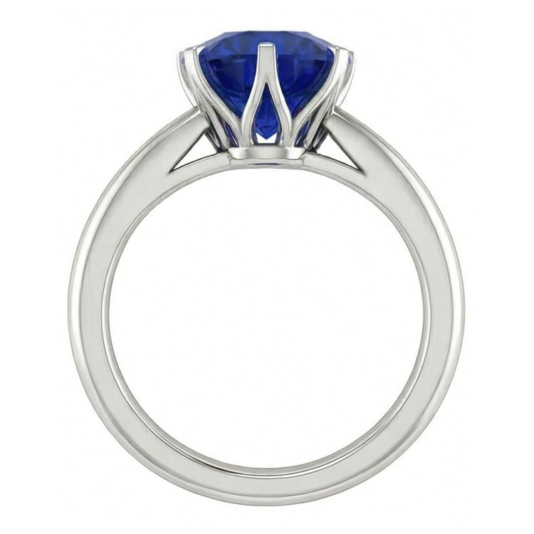 Bague Homme Saphir Solitaire Rond Or Blanc 3 Carats Bijoux