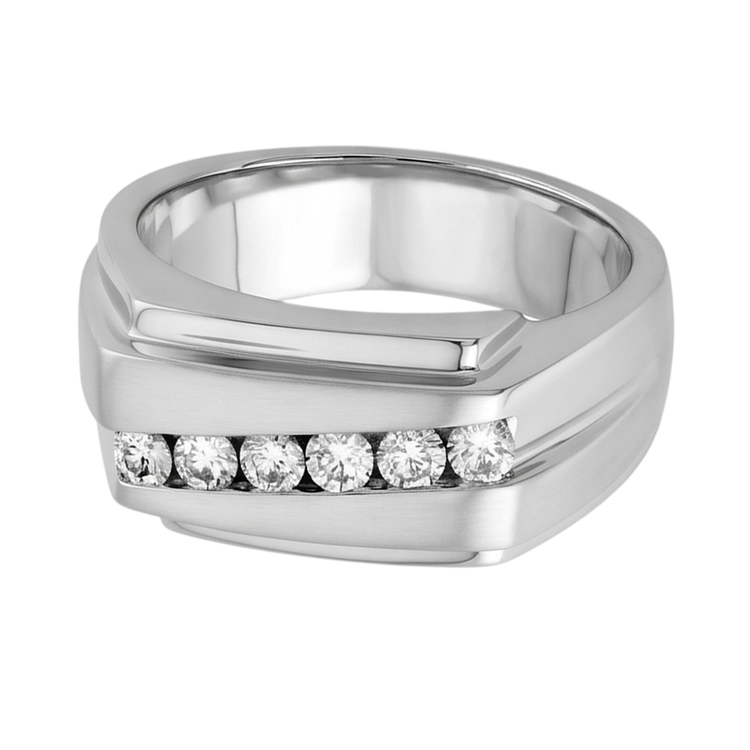 Bague Homme Scintillant 0.50 Carats Réel Diamants Naturels Extraits des Mines ( et non cultivés en laboratoire ) Ronds Or Blanc 14K