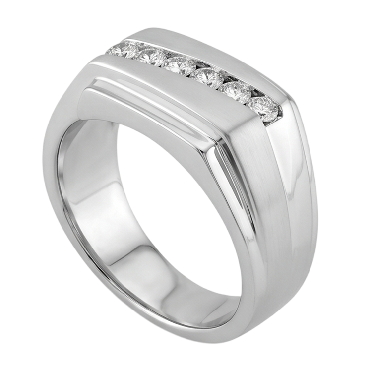 Bague Homme Scintillant 0.50 Carats Réel Diamants Naturels Extraits des Mines ( et non cultivés en laboratoire ) Ronds Or Blanc 14K