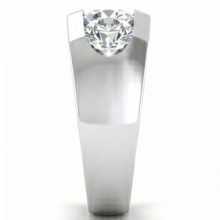 Bague Homme Trois Pierres Diamants Ronds de Laboratoire Or 14K