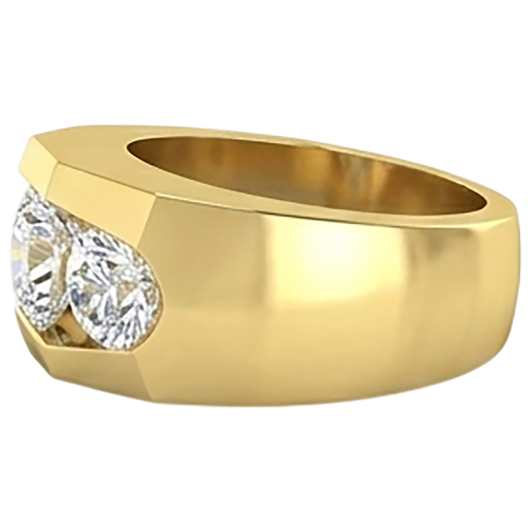 Bague Homme Véritable Diamant 3 Pierres Or 2 Carats