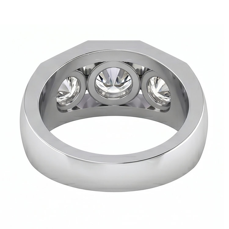 Bague Homme Véritable Diamant 3 Pierres Or 2 Carats