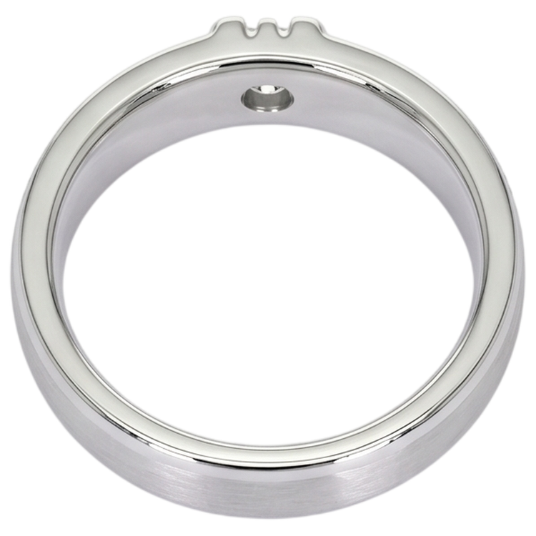 Bague Homme Véritable Diamant Rond Fini Brossé Or Blanc 14K 0.50 Carats