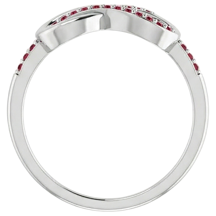 Bague Infini Rubis Torsadé Or Blanc 14K 1.25 Carats