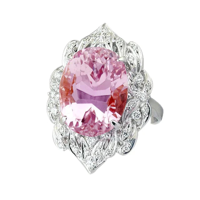 Bague Kunzite Avec Diamants