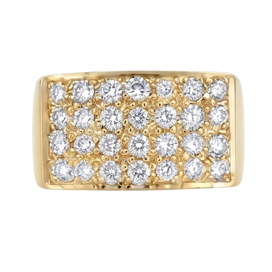 Bague Magnifique En Or Jaune Avec Réel Diamants Naturels Extraits des Mines ( et non cultivés en laboratoire ) Ronds 1.40 Carats