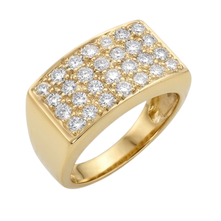 Bague Magnifique En Or Jaune Avec Réel Diamants Naturels Extraits des Mines ( et non cultivés en laboratoire ) Ronds 1.40 Carats