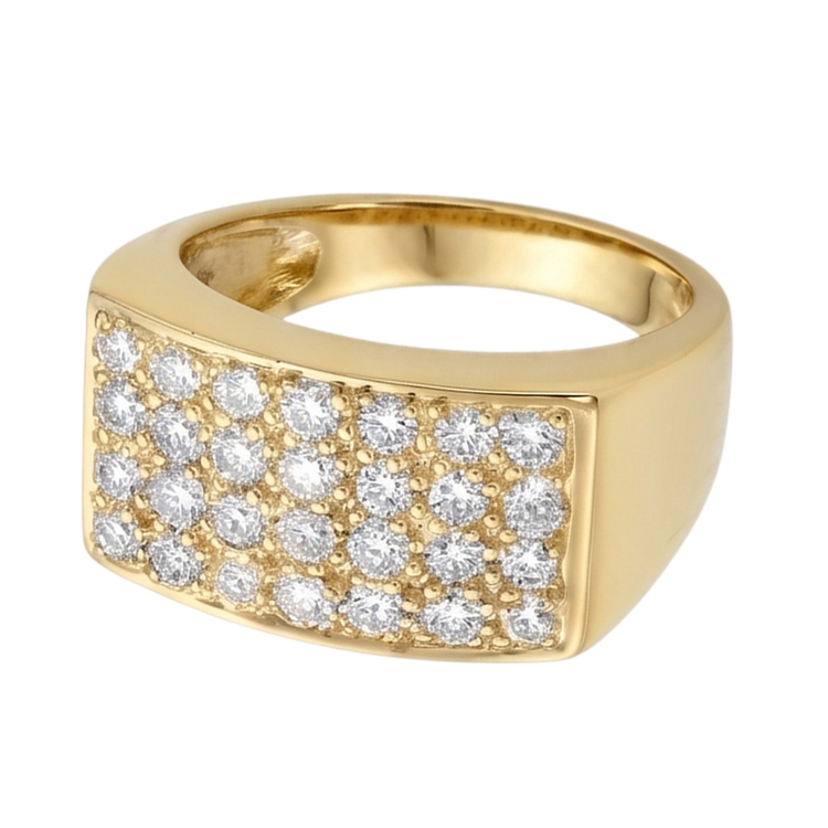 Bague Magnifique En Or Jaune Avec Réel Diamants Naturels Extraits des Mines ( et non cultivés en laboratoire ) Ronds 1.40 Carats