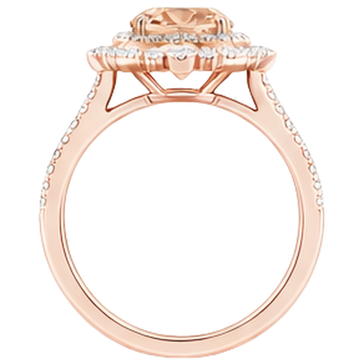 Bague Morganite 15.50 Ct Avec Diamants Naturels Extraits des Mines ( et non cultivés en laboratoire ) Or Rose 14K