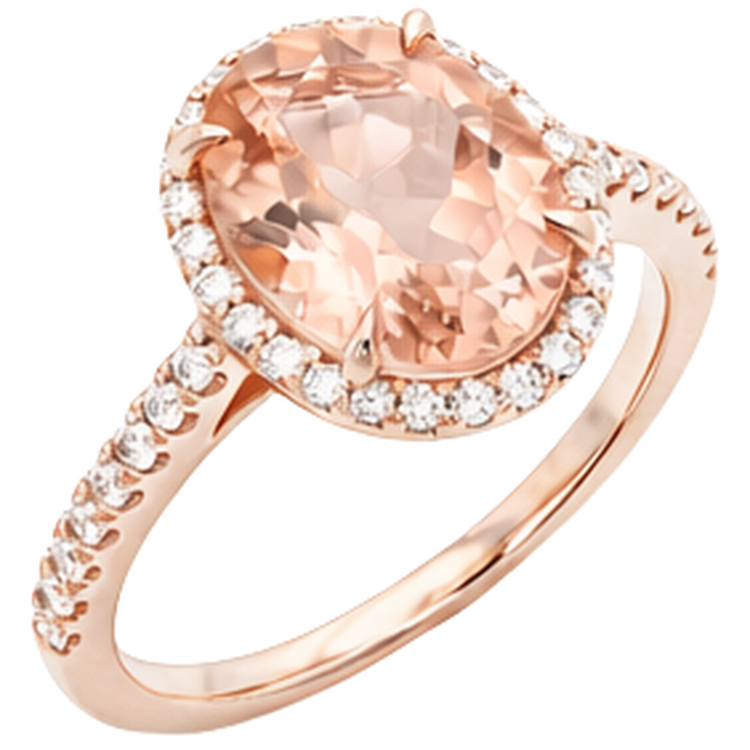 Bague Morganite Avec Diamants Naturels Extraits des Mines ( et non cultivés en laboratoire ) 27.50 Carats Or Rose 14K