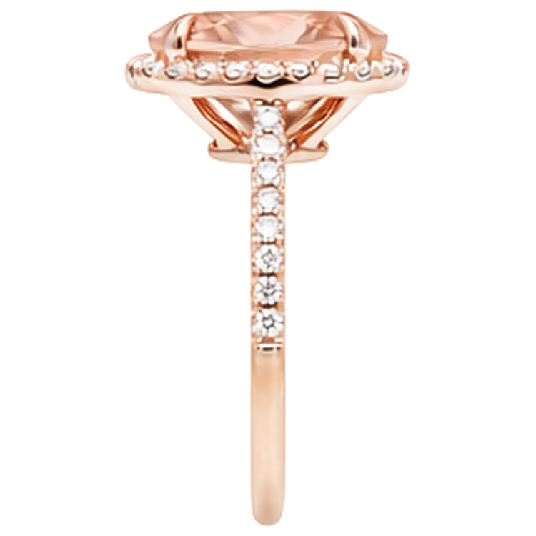 Bague Morganite Avec Diamants Naturels Extraits des Mines ( et non cultivés en laboratoire ) 27.50 Carats Or Rose 14K