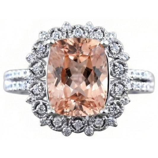 naturel cushion morganite 6.50carats bague angle de côté