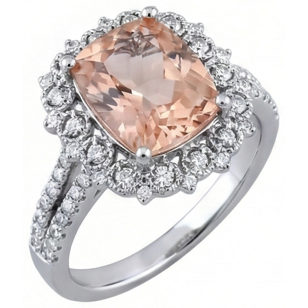 naturel cushion morganite 6.50carats bague vue de dessus