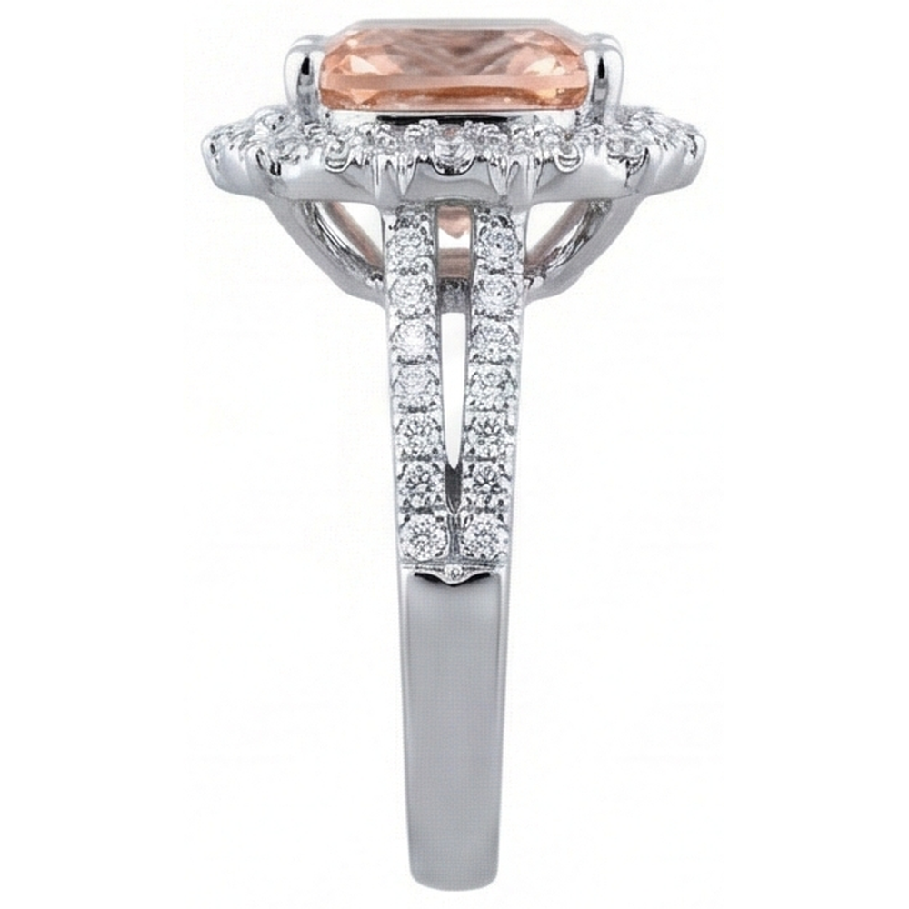 naturel cushion morganite 6.50carats bague vue de profil