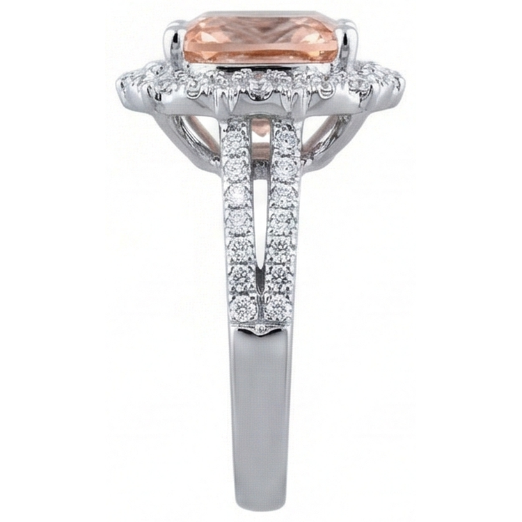 naturel cushion morganite 6.50carats bague vue de profil