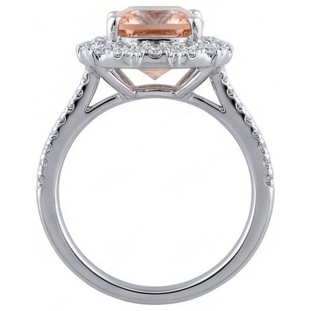 naturel cushion morganite 6.50carats bague sur blanc
