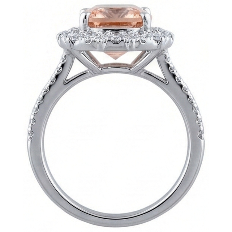 naturel cushion morganite 6.50carats bague sur blanc