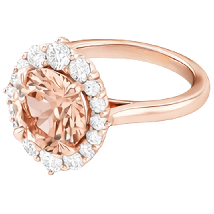 Bague Morganite Et Diamants Naturels Extraits des Mines ( et non cultivés en laboratoire ) 17.75 Ct Or 14K Rose