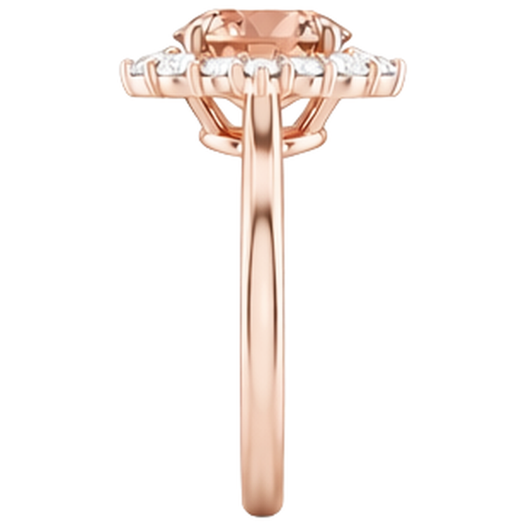 Bague Morganite Et Diamants Naturels Extraits des Mines ( et non cultivés en laboratoire ) 17.75 Ct Or 14K Rose