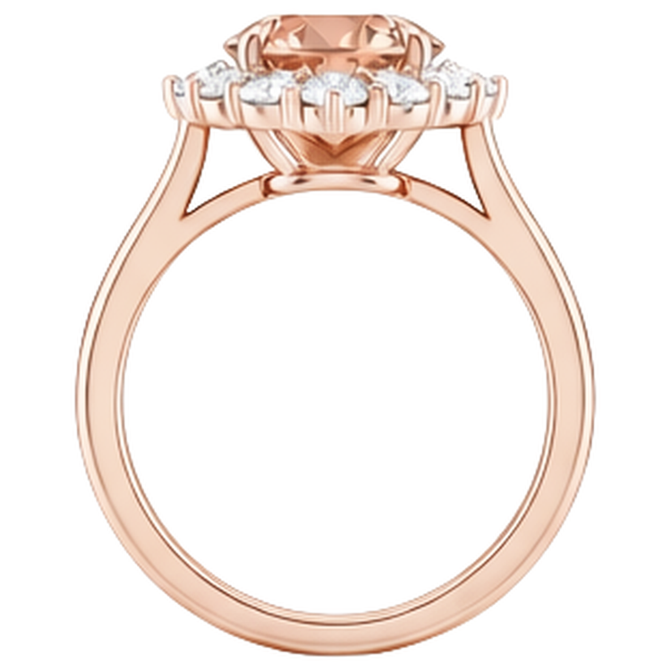 Bague Morganite Et Diamants Naturels Extraits des Mines ( et non cultivés en laboratoire ) 17.75 Ct Or 14K Rose