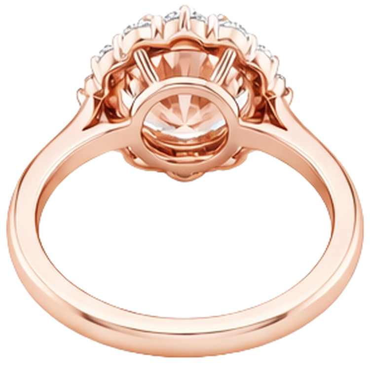Bague Morganite Et Diamants Naturels Extraits des Mines ( et non cultivés en laboratoire ) 17.75 Ct Or 14K Rose