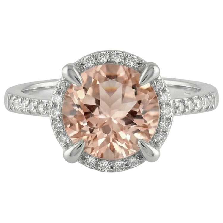 naturel morganite 9.75carats bague angle de côté