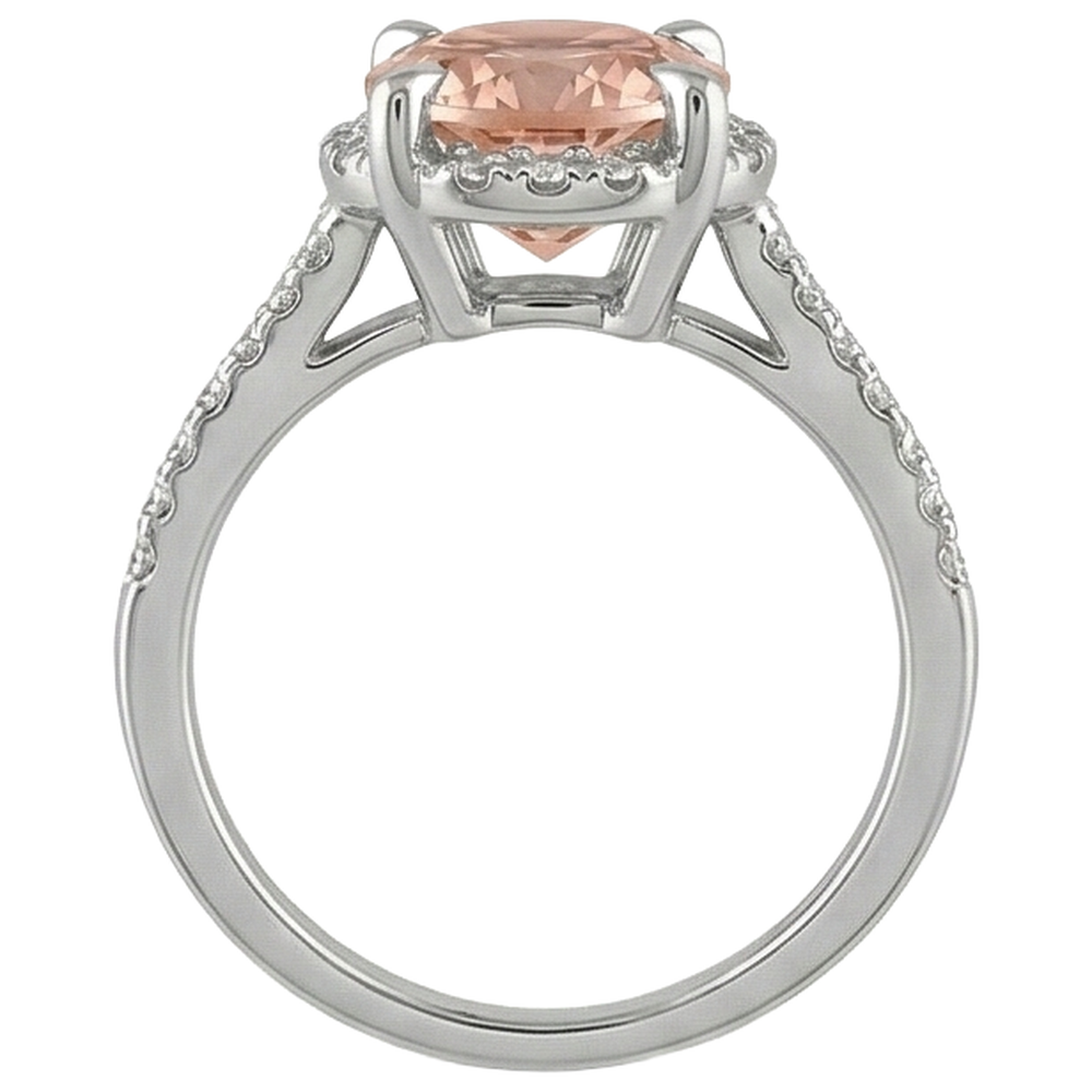 naturel morganite 9.75carats bague sur blanc