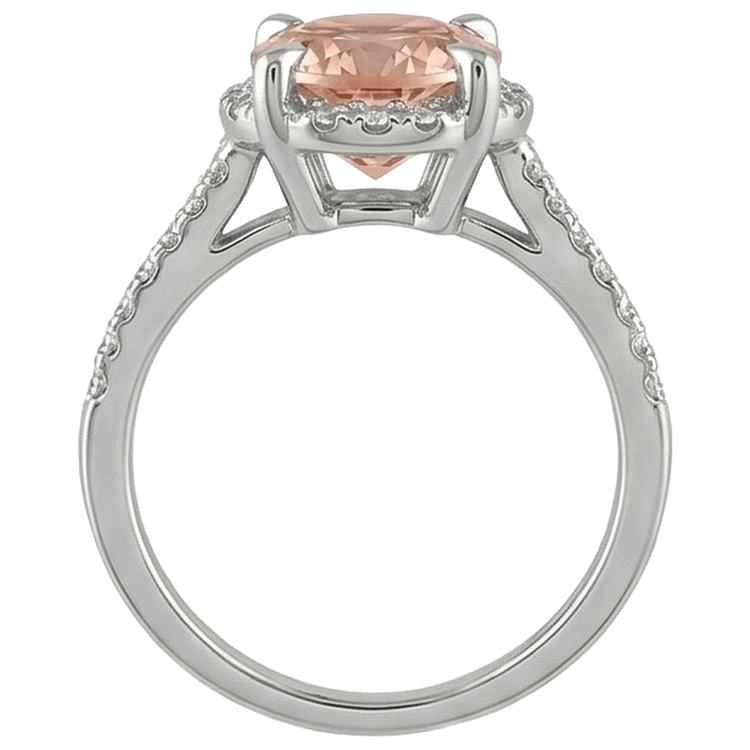 naturel morganite 9.75carats bague sur blanc