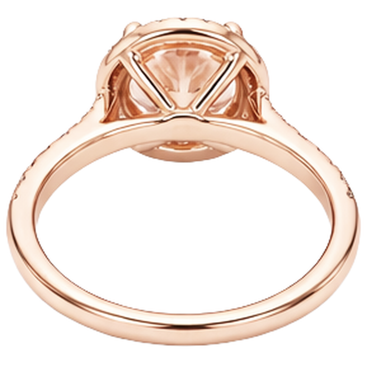 Bague Morganite Et Diamants Naturels Extraits des Mines ( et non cultivés en laboratoire ) Taille Ronde 11.50 Ct Or Rose 14K