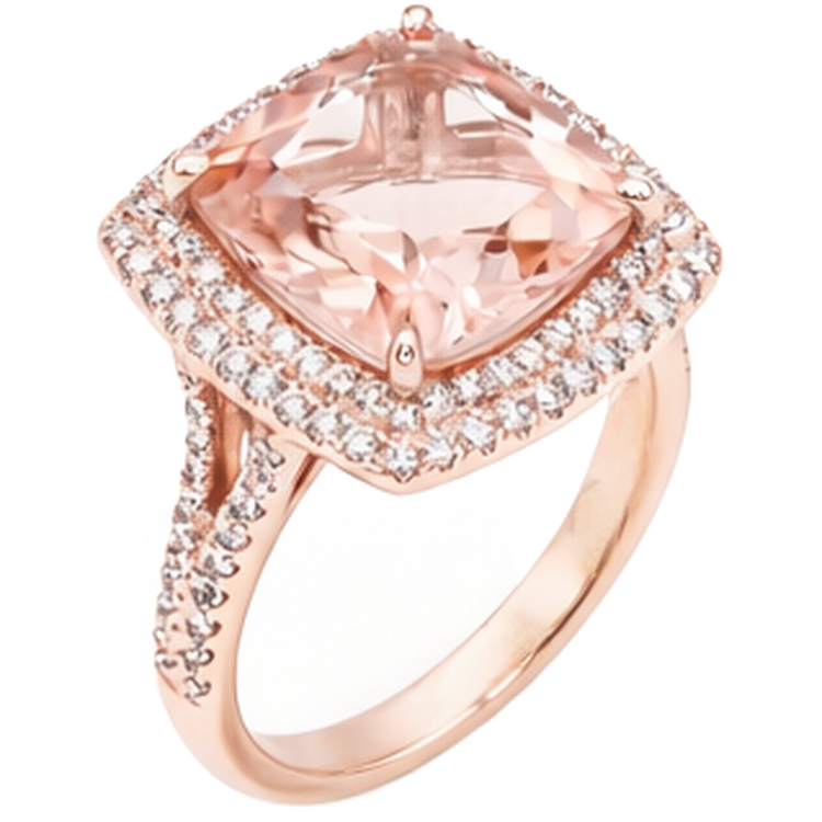 Bague Morganite Or Rose 14K Et Diamant 10.25 Ct Nouveau