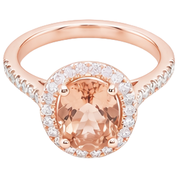 Bague Morganite Ovale Et Diamants Naturels Extraits des Mines ( et non cultivés en laboratoire ) 26.50 Ct Or Rose 14K