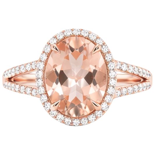 naturel oval morganite 19.75carats bague angle de côté