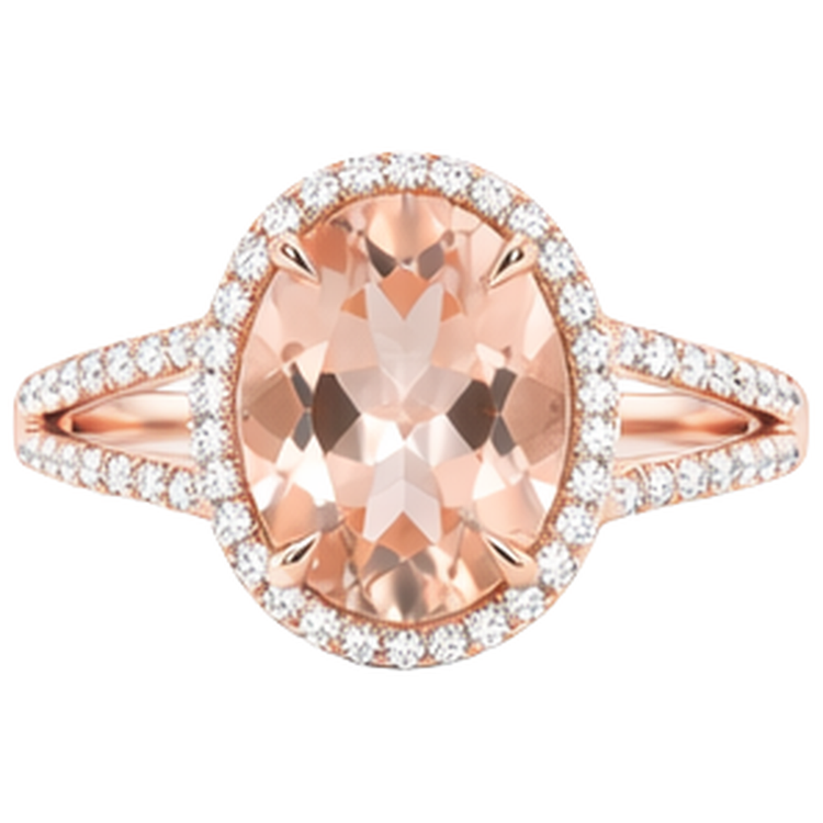 naturel oval morganite 19.75carats bague angle de côté