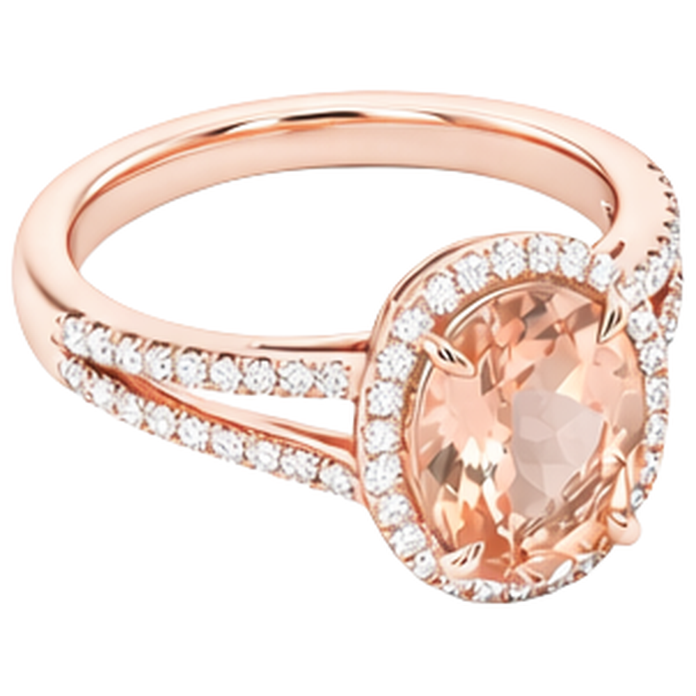 naturel oval morganite 19.75carats bague détail rapproché