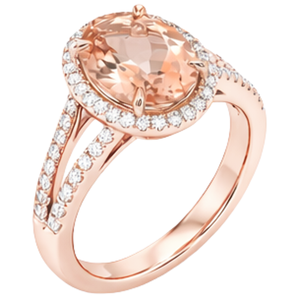 naturel oval morganite 19.75carats bague vue de dessus