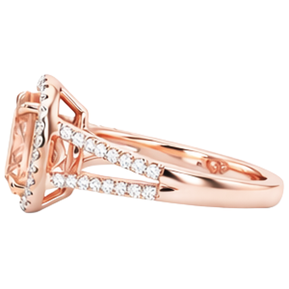 naturel oval morganite 19.75carats bague vue de profil