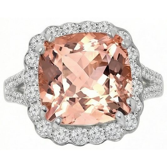 naturel cushion morganite 15.25carats bague angle de côté