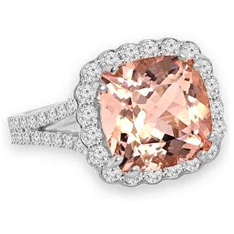 naturel cushion morganite 15.25carats bague vue de dessus