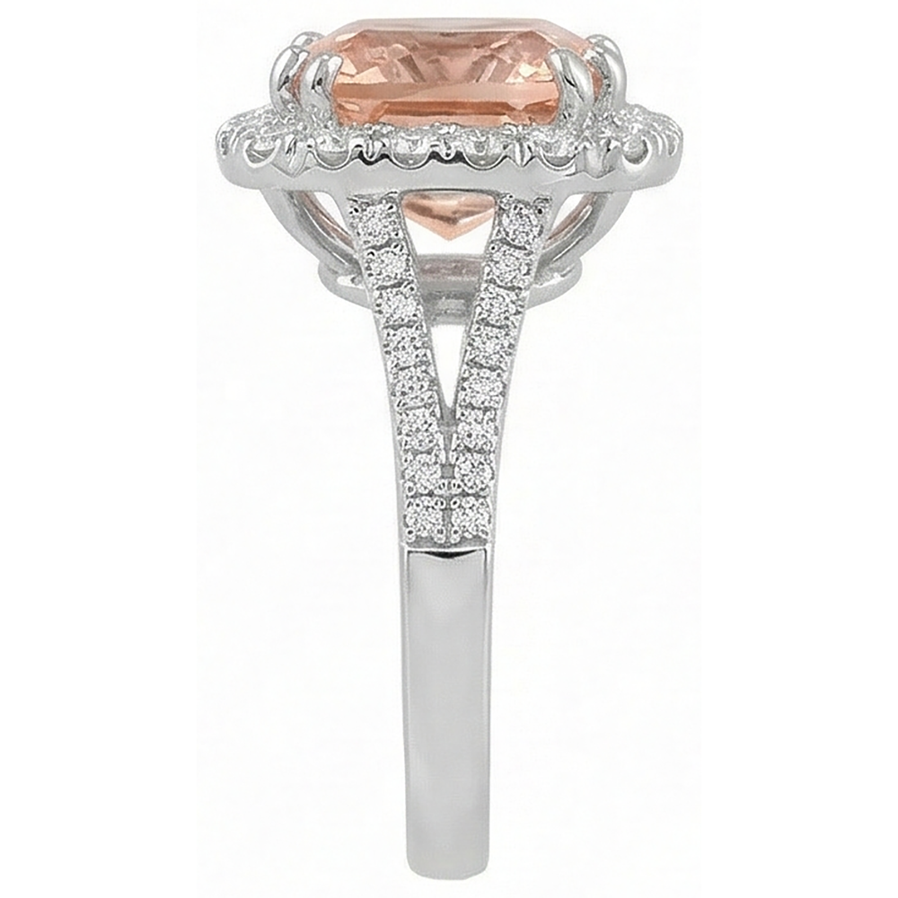 naturel cushion morganite 15.25carats bague vue de profil